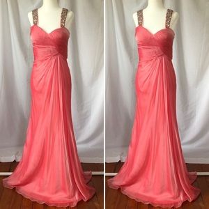 La Femme Prom Dress Evening Gown Pink Coral Melon